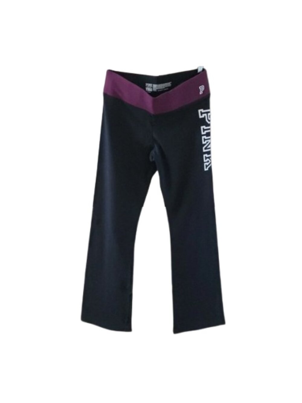 Pink Victoria’s Secret Black Yoga Pants Flare Leg Logo Small